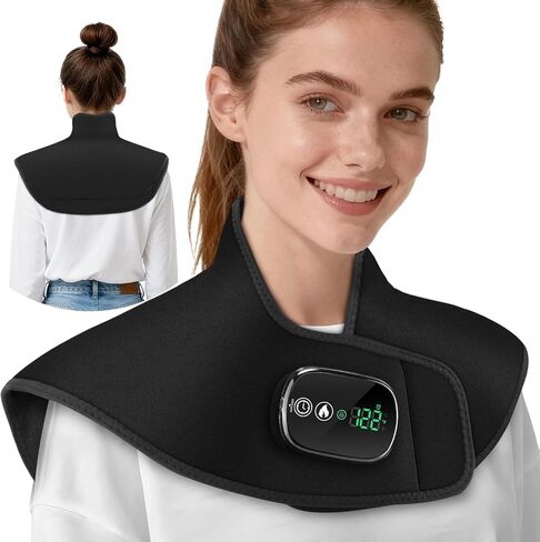 وسادات تدفئة للرقبة والكتف بدون سلك، وسادة تدفئة للرقبة مرجحة، وسادات تدفئة كهربائية للرقبة والكتف، 5 درجات حرارة، 6 مؤقتات (أسود.) in Kuwait