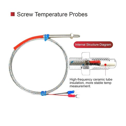 K E PT100 Thermocouple Probe, M6 Thread Sensor, 1-5 Meter Cable, 0-600°C -50-200°C, Spring Tip RTD, Industrial Equipment(K-type-5M) in Saudi Arabia