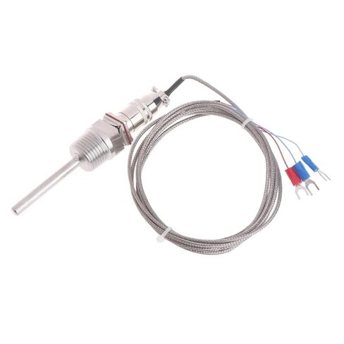 RTD PT100 Temperature Sensor Probe 5cm 1/2 Inch NPT Thread with Detachable Connector 2M Cable 3-Wire 1Pcs in Saudi Arabia
