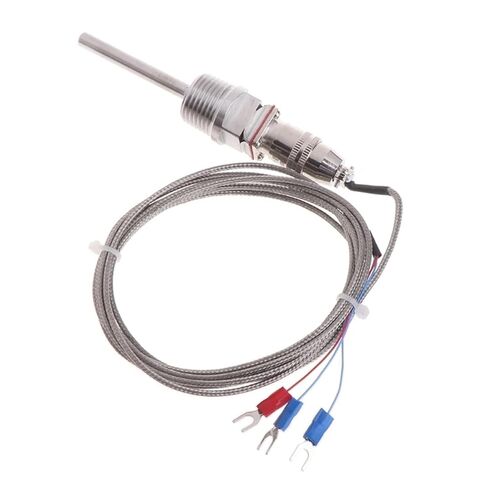 RTD PT100 Temperature Sensor Probe 5cm 1/2 Inch NPT Thread with Detachable Connector 2M Cable 3-Wire 1Pcs in Saudi Arabia