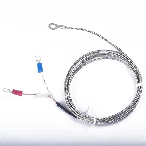 K Type 1/3/2m Metal Screening Cable 6mm Diameter Hole Ring Head Thermocouple Temperature Sensor 1Pcs(3.0m Wire) in Saudi Arabia