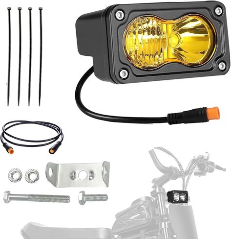 متوافق مع مصباح Ridstar Q20 Ebike الأمامي، 6500K 20W إضاءة LED مقاومة للماء فائقة السطوع للدراجة الإلكترونية، 3 دبوس عالمي 12V-60V للدراجة الإلكترونية والدراجات النارية والمركبات ATV in Kuwait