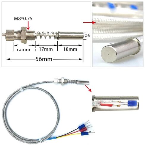 Pt100 End Face Threaded Fixed Surface Flat Temperature Sensor 420°C 1Pcs(PT100(M10X1) L9M) in Saudi Arabia