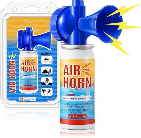 حزمة واحدة من أبواق الهواء، 122 ديسيبل من أبواق الهواء العالية جدًا، يمكن سماعها على مسافة تصل إلى 1/2 ميل، أبواق هوائية للقوارب الصغيرة بوزن 1.4 أونصة من أجل السلامة، تلبي خفر السواحل الأمريكي مثالية لركوب القوارب والتخييم والمشي لمسافات طويلة والأحداث ا in Kuwait