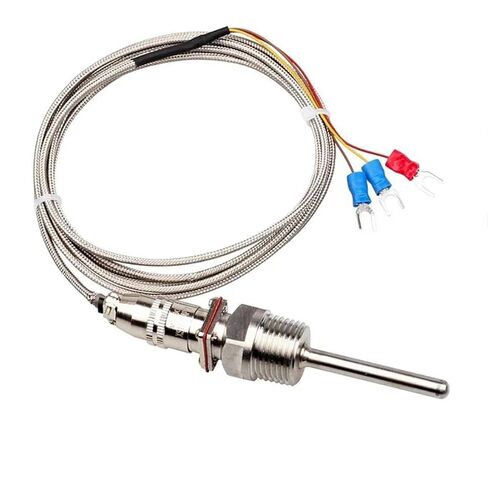 RTD PT100 Temperature Sensor 50~200mm Probe 1/2 Inch NPT Threads with 1~5m Cable 1Pcs(Length 5m,100mm) in Saudi Arabia