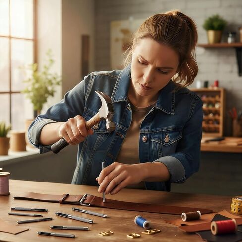 مجموعة ثقوب جلدية مجوفة من 7 قطع، أداة ثقب ثقب دائرية معدنية من موجروي، 5/64-13/64 بوصة (2-5 مم) مع مقبض مضاد للانزلاق للأحزمة، وأشرطة الساعات، والورق، والبلاستيك، DIY، وأدوات الإصلاح in Kuwait