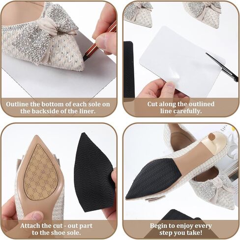 Shoes Grips on Bottom of Shoes, 6 Pcs No Slip Bottom Pad Shoe Sole Protector Self Adhesive Silicone Non Slip Shoe Pads No Skid Pads for Sneakers Slippers High Heels (6"x4",Black) in Saudi Arabia
