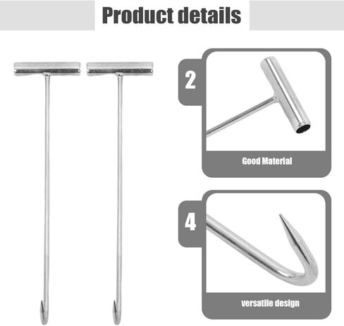 PRETYZOOM 2pcs Manhole Cover Hooks, 15.7 Inch Lifting Hooks with T-Shaped Handle, Stainless Steel Heavy Duty Lifting and Pulling Tool for Drain Covers, Septic Tank Lids in Saudi Arabia