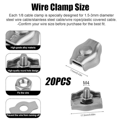 20pcs M3 Wire Rope Clamps, Stainless Steel Cable Clips with Single Bolt Clamps for 1/8 Inches Cable in Saudi Arabia
