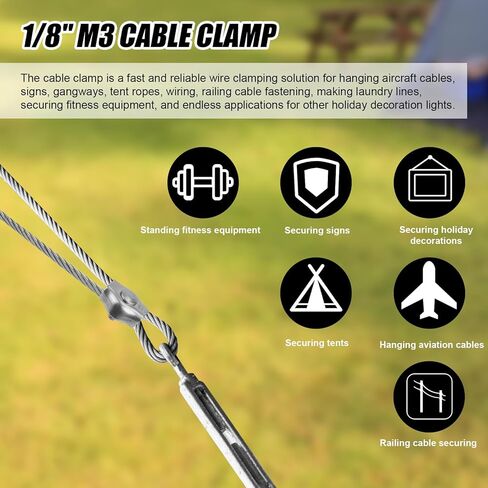 20pcs M3 Wire Rope Clamps, Stainless Steel Cable Clips with Single Bolt Clamps for 1/8 Inches Cable in Saudi Arabia