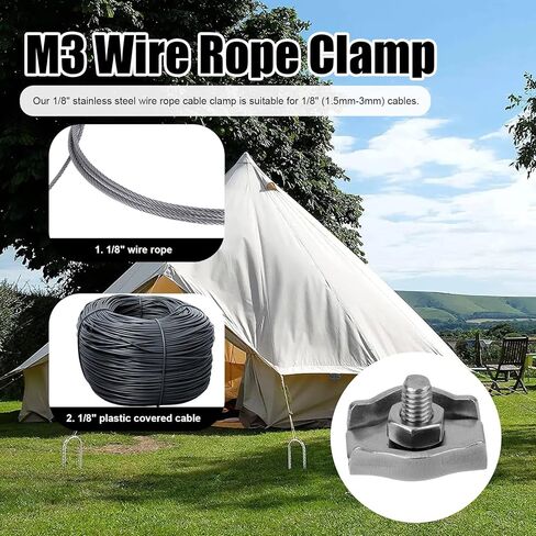 20pcs M3 Wire Rope Clamps, Stainless Steel Cable Clips with Single Bolt Clamps for 1/8 Inches Cable in Saudi Arabia