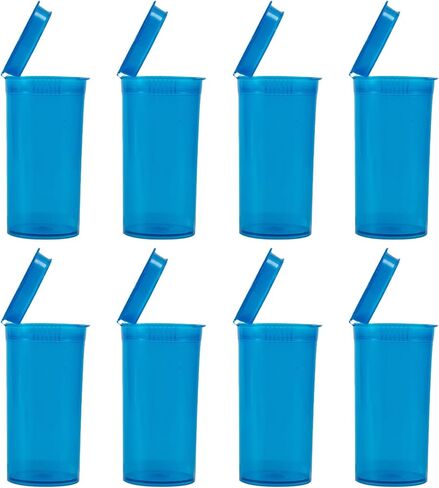 8Pcs Child-Resistant 60 Dram Pop-Top Vial with Hinged Lid Airtight Plastic Empty Pill Bottles,Travel Pill Bottle for Supplements, Vitamins & Medicines(Blue Transparent) in Kuwait