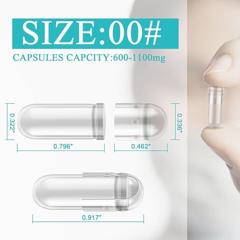 wananfu Size 00 Empty Capsules Gelatin (1000 Count) Bundle with Capsule Tweezer and Micro Lab Spoon, Clear Fillable Gel Pill Capsules 00 for Making Your Own Supplements in Saudi Arabia