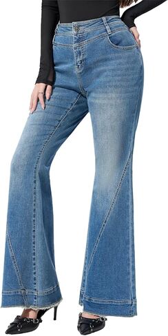 LERK Women's Vintage High Rise Flare Jeans in Saudi Arabia