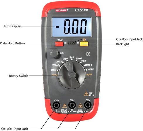 UYIGAO UA6013L Portable Digital LCD Capacitor Digital Capacitance Meter Capacitance Meter Tester Count Capacitor Tester with LCD Backlight for Electrical Engineers in Saudi Arabia