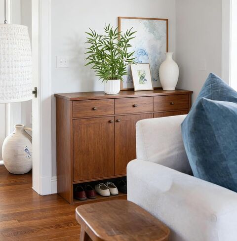 Luabue 22 بوصة نباتات صناعية داخلية للطاولة أعلى شجرة الخيزران الاصطناعي مع وعاء أبيض نبات بوعاء وهمي للمكتب ديكور المنزل غرفة المعيشة الداخلية مكتب المطبخ الحمام ديكور العداد in Kuwait