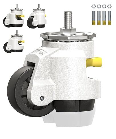 مجموعة عجلات جذعية للتسوية من هولكي مكونة من 4 عجلات قابلة للسحب شديدة التحمل، مقاس جذعي 1/2 بوصة وM12، السعة الإجمالية 2200 رطل، عجلة قابلة للتعديل مع مقبض سقاطة لمنضدة العمل والآلات والمعدات in Kuwait