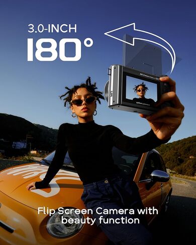 8K Digital Camera for Photography - 88MP Autofocus Vlogging Camera for YouTube with 64GB SD Card, WiFi, 18X Zoom 3" 180° Flip Screen Compact Travel Camera with 2 Batteries for Teens and Beginner in Kuwait