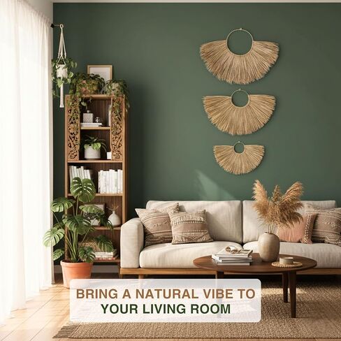 بوهو جدار سلة ديكور - 13pc مجموعة سلة سلة جدار ديكور - 100 ٪ Seagrass جدار الطبيعي ديكور ووزن الجدار الخوص مجموعة - مصنوعة يدويا جدار الجدار وديكور الجدار المنسوج من فيتنام in Kuwait