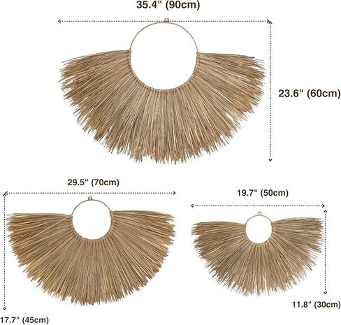 بوهو جدار سلة ديكور - 13pc مجموعة سلة سلة جدار ديكور - 100 ٪ Seagrass جدار الطبيعي ديكور ووزن الجدار الخوص مجموعة - مصنوعة يدويا جدار الجدار وديكور الجدار المنسوج من فيتنام in Kuwait