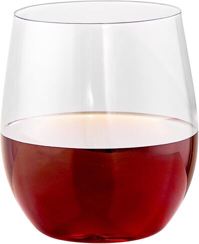 Ciaell 30 Pack Plastic Ribbed Wine Glasses - 12 OZ Thicker Origami Stemless Disposable Wine Champagne Whiskey Unbreakable Cocktail Glass, Reusable Wine Cups for Party Wedding Bar in Saudi Arabia