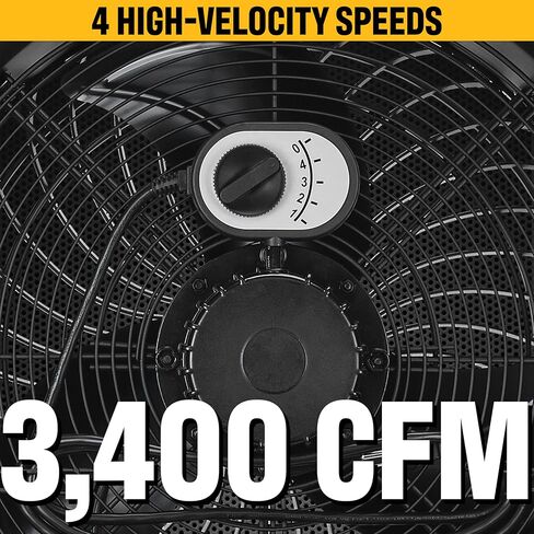 Caterpillar® fan 18"-Blade High-Velocity Drum Fan Heavy Duty Industrial Grade (Black, 2-in-1): 3,400 CFM, 4-Speed, 360 Degree Adjustable Drum Head, Dual Ball Bearing Motor with Die-Cast Cover in Saudi Arabia
