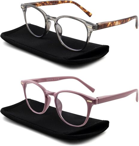 نظارة قراءة دائرية كلاسيكية للنساء والرجال، نظارة قراءة دائرية تحجب الضوء الأزرق مع مفصلات زنبركية in Kuwait