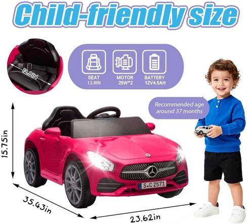 Licensed Mercedes-Benz CLS 350 12V Ride On Car Truck for Kids, Ride on Toys for Toddlers w/Parent Control, Spring Suspension, Power Wheels for Girls w/Bluetooth, Music, LED Lights (Pink) in Saudi Arabia