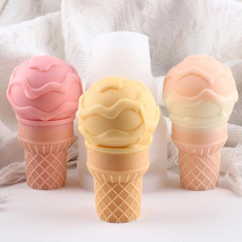 XIAOSHUI Ice Cream Candle Mold Ice Cream Cone Silicone Candle Molds for Candle Home Decorate Candle Making Resin Casting Aromatherapy Gypsum Candles Clay Craft in Saudi Arabia