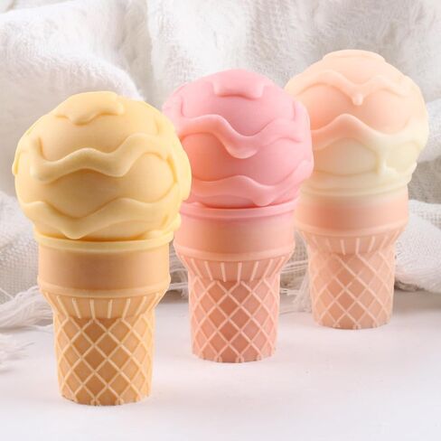 XIAOSHUI Ice Cream Candle Mold Ice Cream Cone Silicone Candle Molds for Candle Home Decorate Candle Making Resin Casting Aromatherapy Gypsum Candles Clay Craft in Saudi Arabia