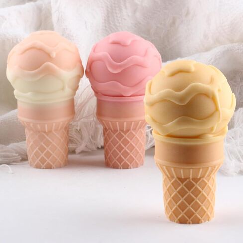 XIAOSHUI Ice Cream Candle Mold Ice Cream Cone Silicone Candle Molds for Candle Home Decorate Candle Making Resin Casting Aromatherapy Gypsum Candles Clay Craft in Saudi Arabia
