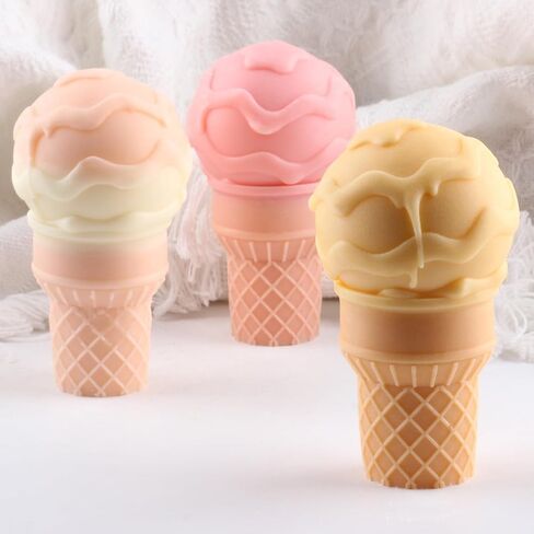 XIAOSHUI Ice Cream Candle Mold Ice Cream Cone Silicone Candle Molds for Candle Home Decorate Candle Making Resin Casting Aromatherapy Gypsum Candles Clay Craft in Saudi Arabia