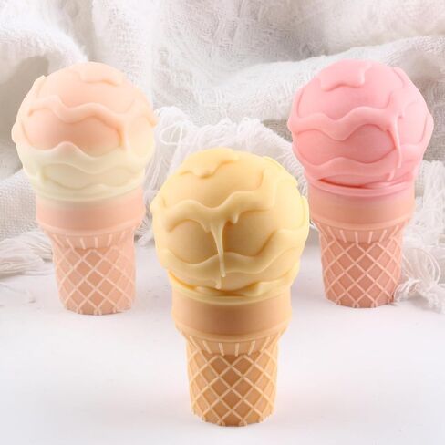 XIAOSHUI Ice Cream Candle Mold Ice Cream Cone Silicone Candle Molds for Candle Home Decorate Candle Making Resin Casting Aromatherapy Gypsum Candles Clay Craft in Saudi Arabia