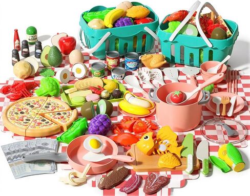 35pcs Kids Kids Kitch Kitchen Toy Assories ، Toddler Therend Playset مع أواني اللعب ، والأقواس ، والأدوات ، وأدوات الطهي ، ومجموعة الأطعمة ، والخضروات لعبة ، وهدية التعلم للفتيات والفتيان (الوردي) in Kuwait