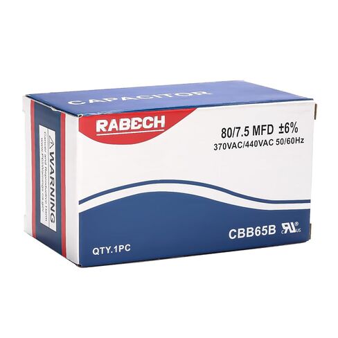 80/7.5uF 80+7.5MFD AC Capacitor 80 7.5 uF MFD 80/7.5MFD 370V or 440V CBB65B Round Dual Run Start A/C Capacitors ±6% 370V/440VAC for Air Conditioner in Kuwait