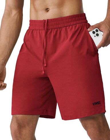 K-Swiss Men's Running Athletic Shorts 8" - Lightweight Quick Dry Workout Gym Tennis Knit Shorts Active Sport in Saudi Arabia