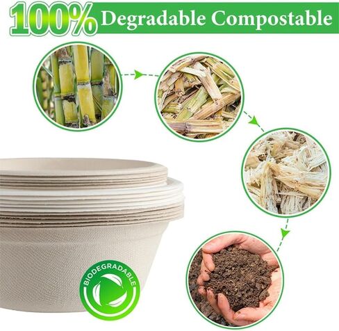 300 Pack 12 OZ Disposable Paper Bowls Compostable Biodegradable Soup Bowls Made of Natural Bagasse, Heavy-duty Bowls for Milk Cereals, Snacks, Salads in Saudi Arabia