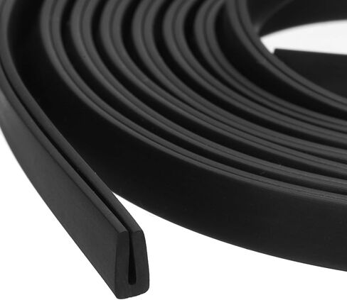 U Channel Edge Trim, 6.6ft Length Rubber Guard Seal Strip Edge Protector Flat Type Fit for 0.5-1mm Edge, (5/32" W x 5/16" H) Black in Saudi Arabia