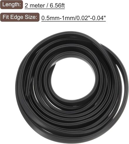 U Channel Edge Trim, 6.6ft Length Rubber Guard Seal Strip Edge Protector Flat Type Fit for 0.5-1mm Edge, (5/32" W x 5/16" H) Black in Saudi Arabia