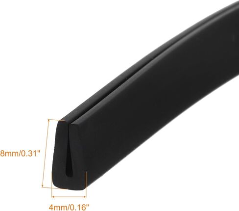 U Channel Edge Trim, 6.6ft Length Rubber Guard Seal Strip Edge Protector Flat Type Fit for 0.5-1mm Edge, (5/32" W x 5/16" H) Black in Saudi Arabia