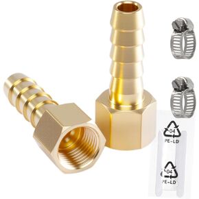 تركيبات خرطوم نحاسية، 1/8 أنثى NPT إلى 1/4 بوصة تركيب بارب، موصل محول معادن نحاسية مع مشبك خرطوم من الفولاذ المقاوم للصدأ، مثالي للهواء والوقود والغاز والزيت 11 in Kuwait