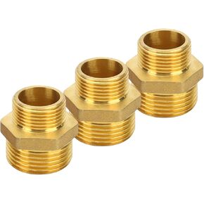 3pcs 3/4'' NPT x 1/2'' NPT Brass Hex Nipple,Brass Reducer 3/4 to 1/2 Adapter Pipe Fitting Reducing Solid Hex Nipple,3/4 male to 1/2 male Reducer Pipe Fitting for Connect Gas Water Pipe Systems in Saudi Arabia