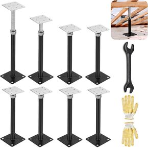 8 Pcs Adjustable House Floor Jacks 11-16" Height Range Screw Jack Post for Floor Joist, 5000 lbs Load Capacity, Temporary Support for Leveling Sagging Floor Repair, RV Step Stabilizer, Black in Saudi Arabia
