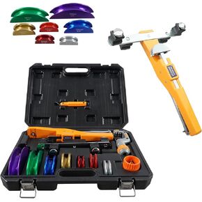مجموعة ثني الأنابيب السقاطة 90 درجة مع 7 رؤوس ألومنيوم مرمزة بالألوان، 1/4 بوصة - 7/8 بوصة O.D. الأنابيب، أداة قطع الأنابيب وإزالة الأزيز، حقيبة تخزين محمولة لأجهزة التدفئة والتهوية وتكييف الهواء والسباكة والتبريد in Kuwait