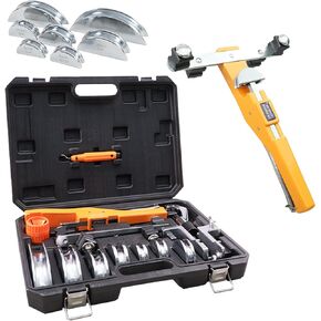 90° Ratcheting Pipe Tube Bender Set W/ 7 Color-Coded Aluminum Heads, 1/4"–7/8" O.D. Tubing, Tube Cutter & Deburring Tool, Portable Storage Case for HVAC, Plumbing & Refrigeration in Saudi Arabia