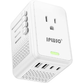 محول سفر عالمي، محول قابس السفر الأوروبي، محول قابس عالمي عالمي مع منفذين USB و2 منافذ USB C، محول طاقة عالمي كهربائي لأوروبا والمملكة المتحدة والاتحاد الأوروبي والولايات المتحدة الأمريكية (أسود) in Kuwait