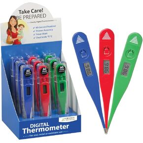 Veridian Healthcare Digital Thermometer | 60-Second Readout | 9-Piece Display | Clinical Rigid Tip | Hygienic Water-Resistant Easy Cleaning | Storage Case + Instructions Included in Kuwait