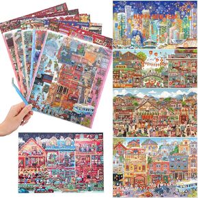 3 Sets A4 3D Diorama Scene Stickers for Adults, Miniature Sticker Therapy in Kuwait