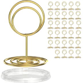 30 Pack Gold Table Number Holders with Clear Stable Base – Metal Place Card Holders for Table, Photo Picture Stands Card Holders for Wedding Party Banquet Restaurant Events (Gold) in Saudi Arabia