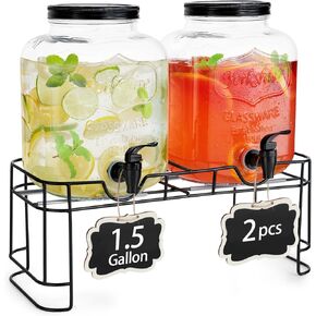2 PCS 1.5 Gallon Drink dispenser For Parties, Beverage Dispenser With Stand, Large Water Drink Dispensers With Spigot for BBQ, Picnic, Party, Ideal for Lemonade,Juice, Tea, and Party Drinks in Saudi Arabia